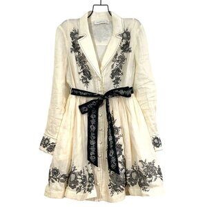 Zimmermann Shirt Mini Dress Linen Ivory Size 1 US 6 Pre-Loved $850